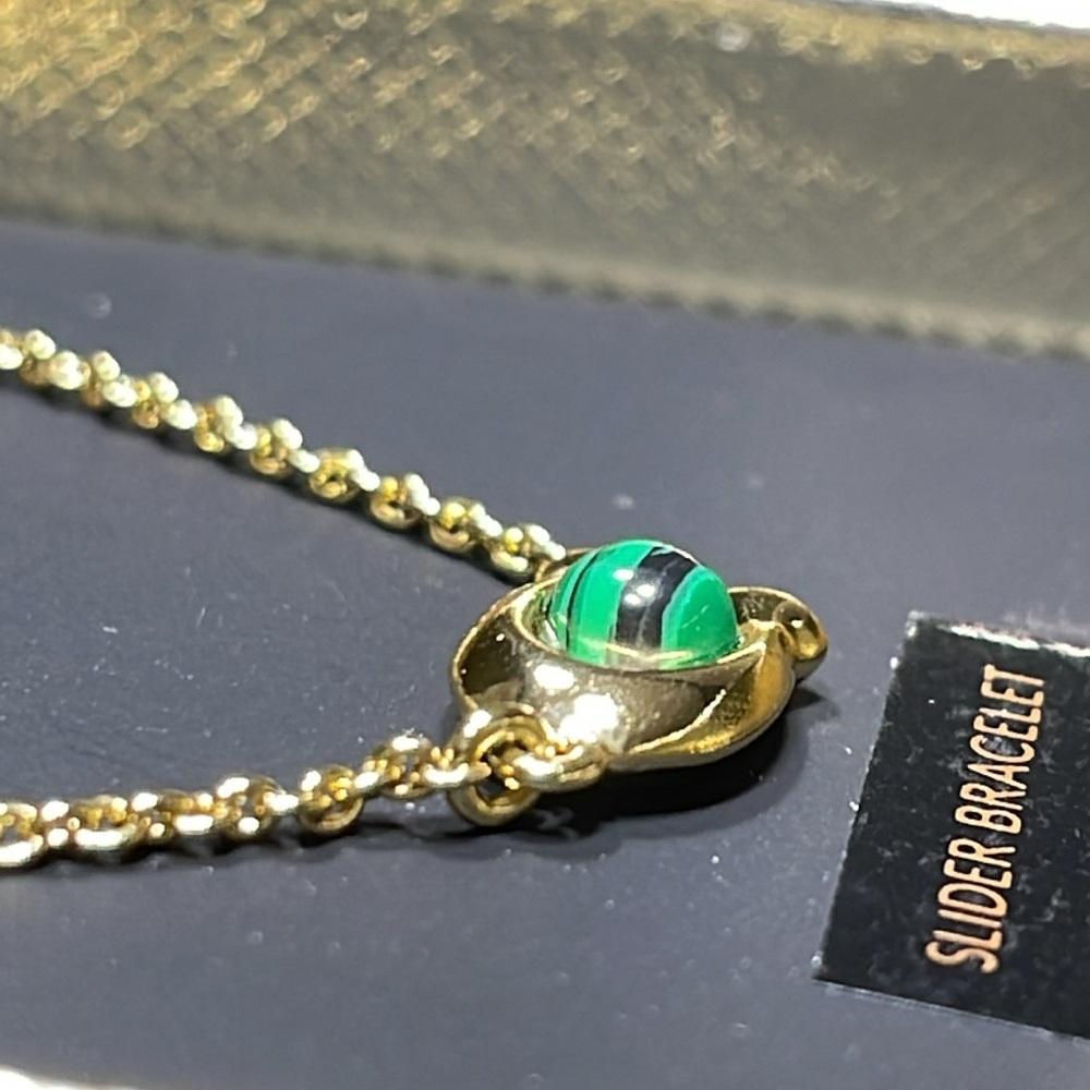 NIB COACH Signature With Malachite Slider Bracelet & Open Circle Earrings Set - Picture 6 of 15